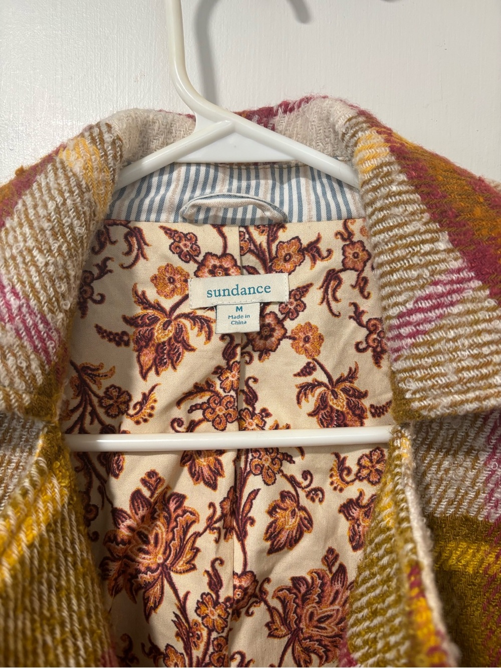 Sundance Doran Wool Coat Jacket Yellow Plaid Oversized Size M $248 - Picture 3 of 8